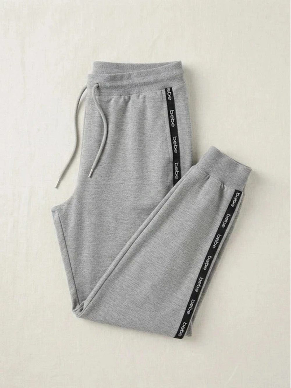 Bebe Sport Heather Gray Logo Side-Stripe Joggers